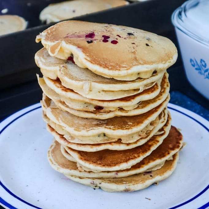 Stack of Blueberry Sourdough Discard Pancakes