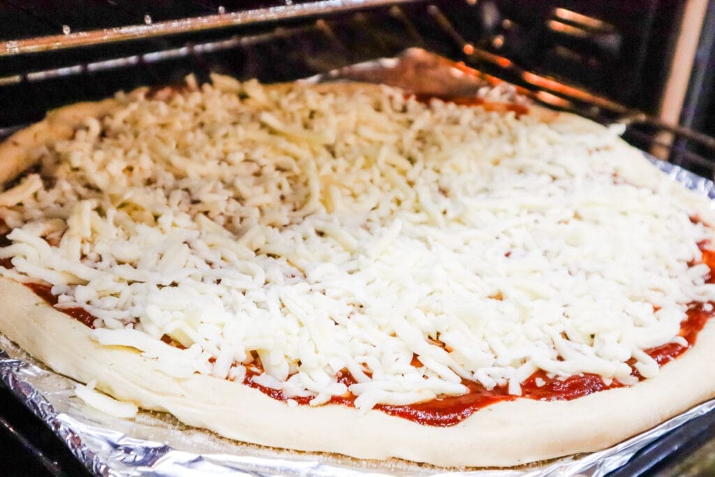 Easy Homemade PIzza pizza in oven