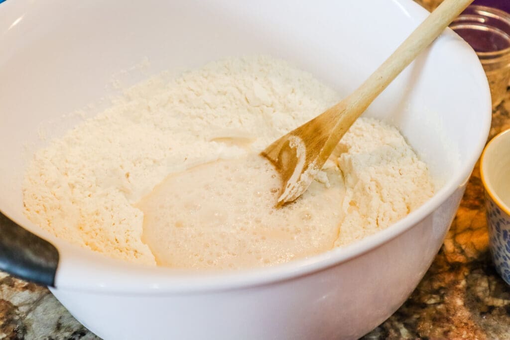 Easy Homemade PIzza wet and dry ingredients