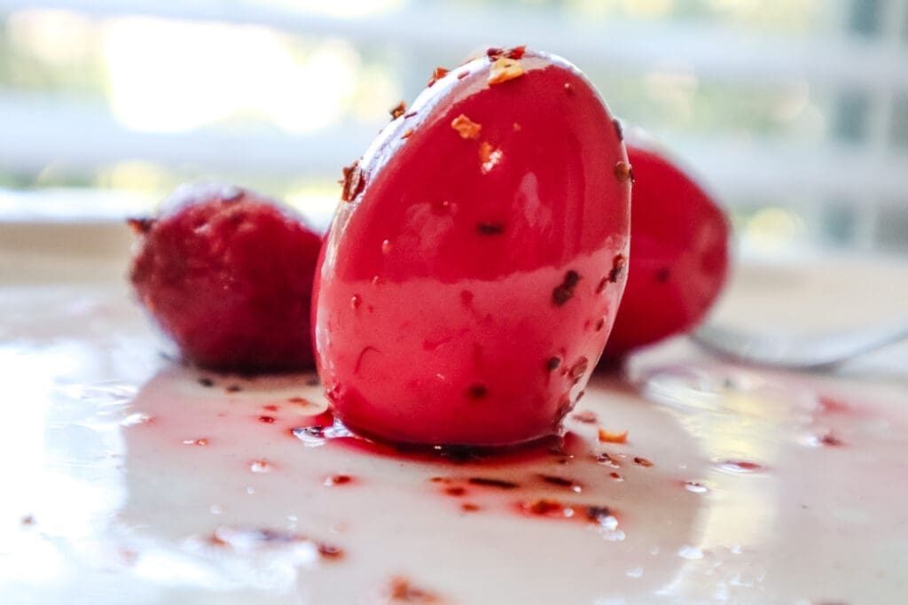 Instant pot pickled eggs on a plate