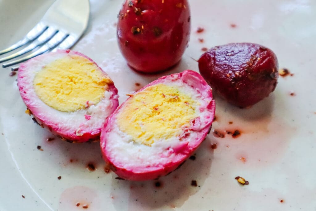 Instant pot pickled eggs on plate